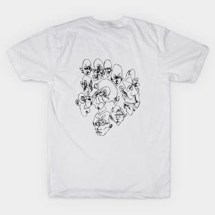 Multiple faces #7 - Psychedelic Ink Drawing with Art Style T-Shirt